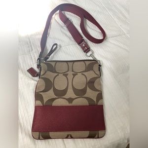 COACH Red and Tan Crossbody EUC